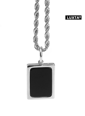LUXTA男纯银黑玛瑙嘻哈项链
