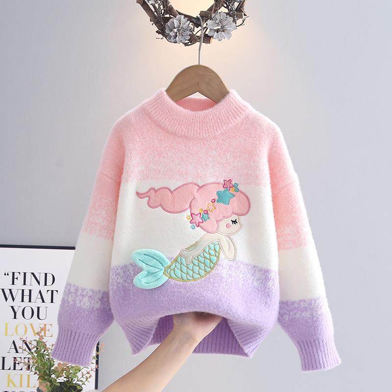 女童冬季毛衣中大童加厚针织衫