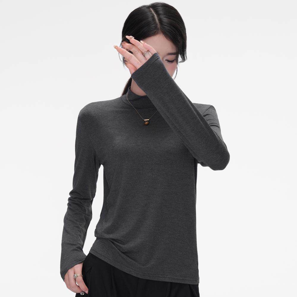 莫代尔半高领打底衫女内搭可外穿春秋冬2025新款长袖黑色洋气上衣