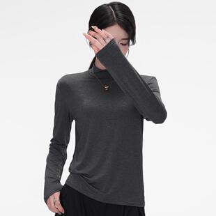 莫代尔半高领打底衫女内搭可外穿春秋冬2025新款长袖黑色洋气上衣