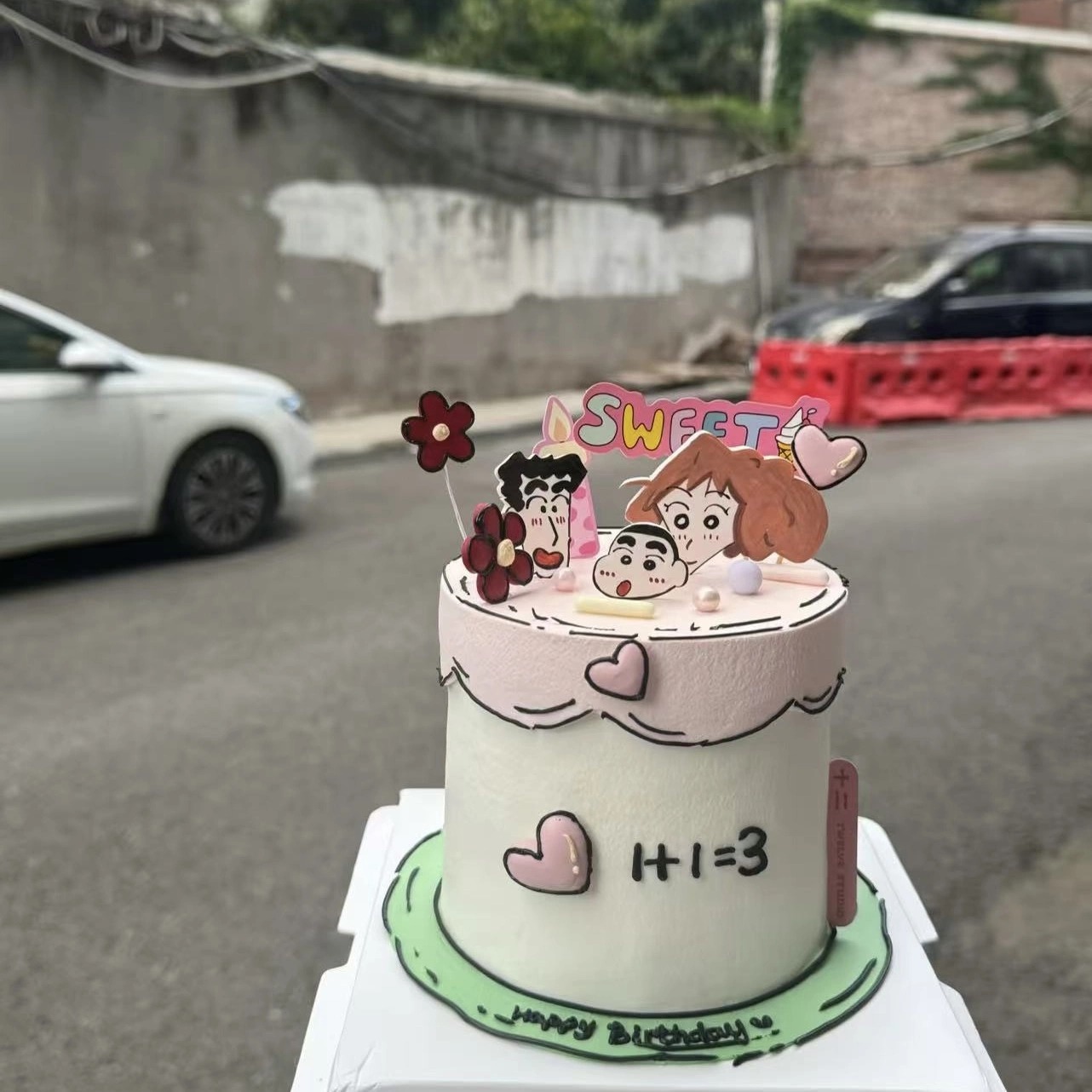 蜡笔小新一家三口生日纪念日蛋糕插件美伢妈妈爸爸蛋糕装饰配件