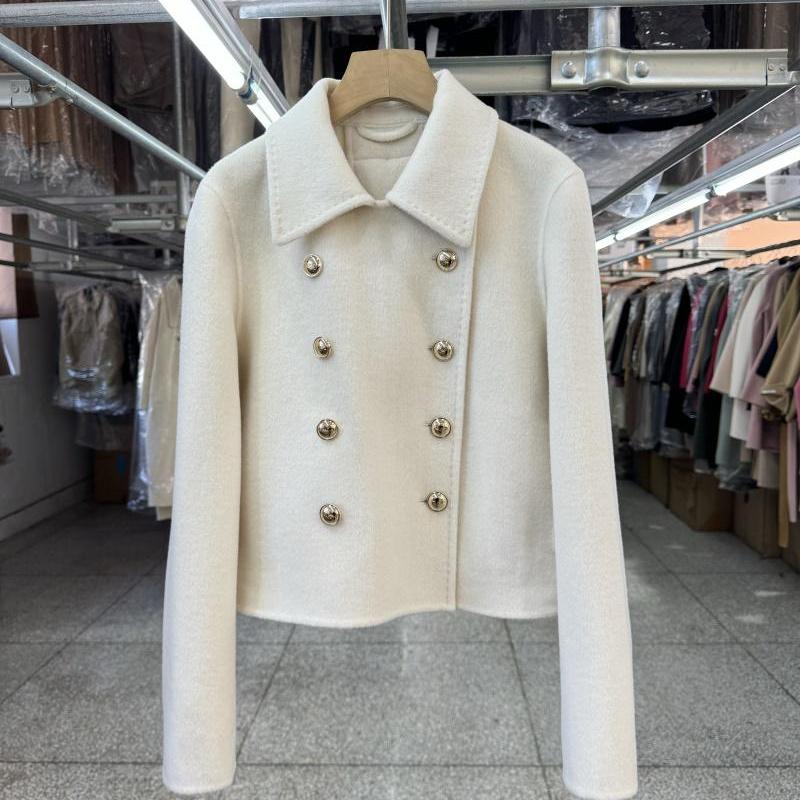 超短款双面羊毛大衣女小个子25年新款显瘦时尚气质双排扣毛呢外套