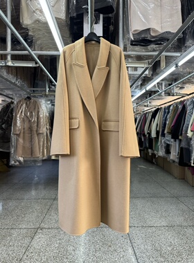 驼色双面羊毛大衣女中长款秋冬新款韩版廓形系带显瘦长袖毛呢外套