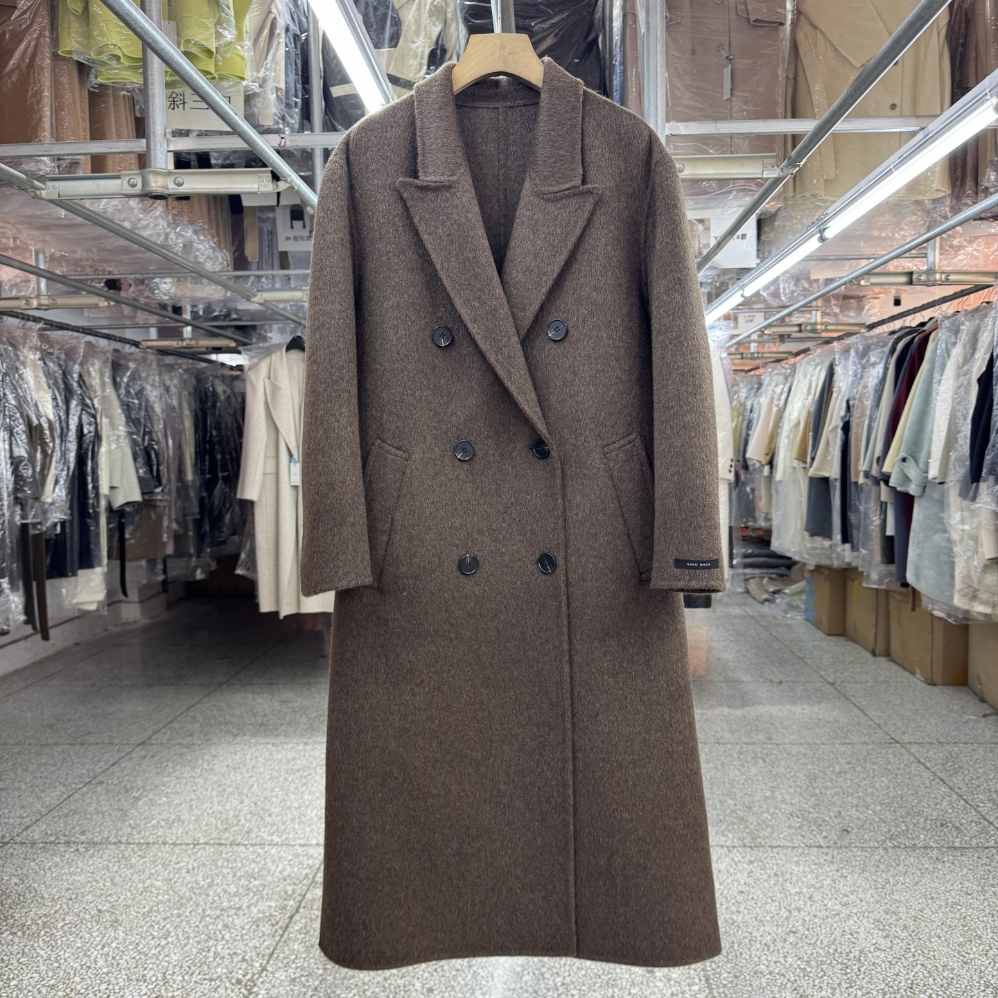 M家 牦牛绒拿铁咖啡色双面羊毛大衣女士中长款毛呢外套宋雨琦同款