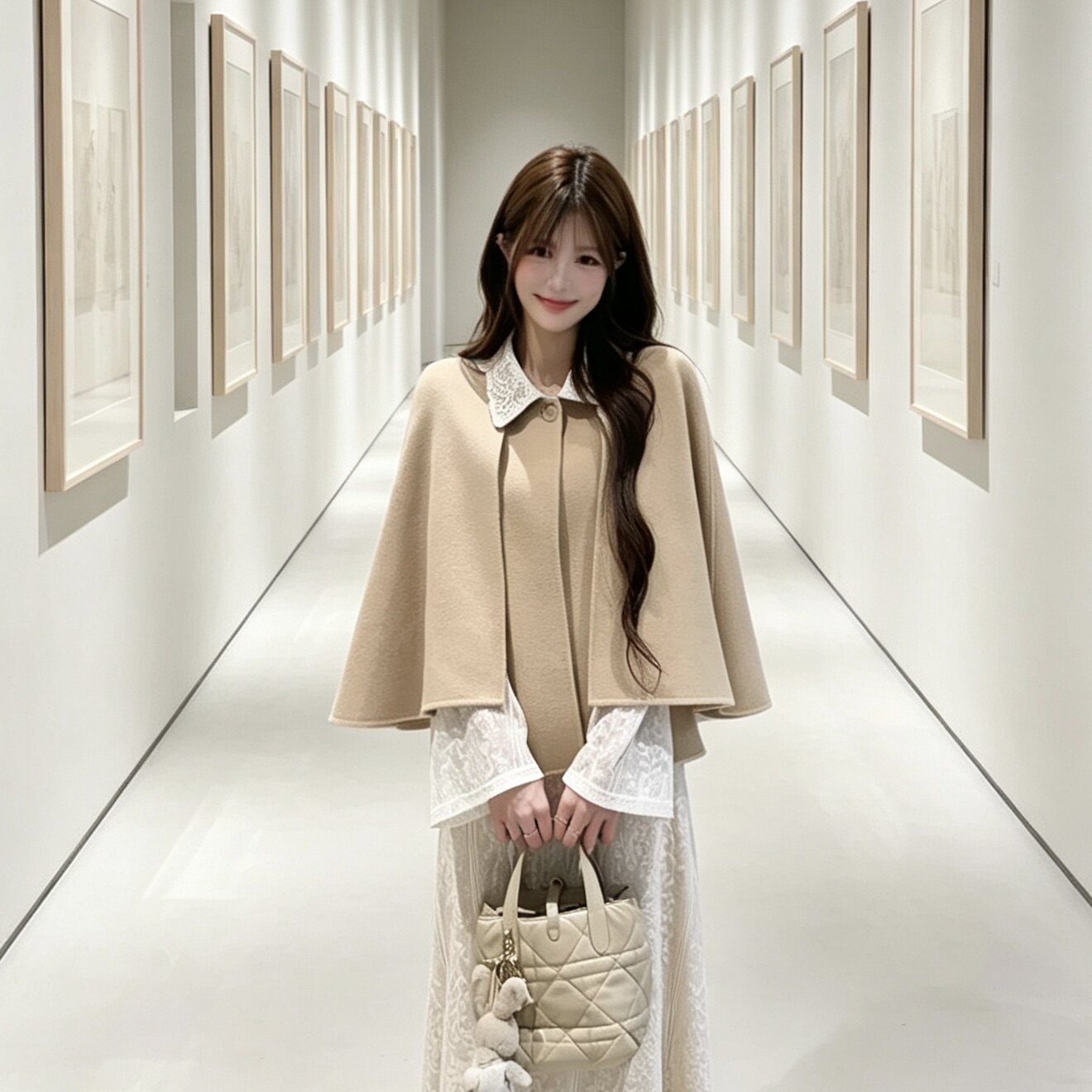 2026秋冬新款双面羊绒大衣气质优雅短款斗篷设计感羊毛外套女