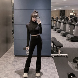 运动瑜伽裤 ROUGE groove高腰弹力紧身喇叭裤 Lulu同款 DIAMOND