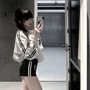 打底裤 黑白刺绣运动健身短裤 DIAMOND韩国原厂badblood美式 ROUGE