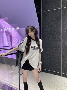 T恤 学院风运动球衣v领宽松短袖 ROUGE DIAMOND韩厂badblood美式