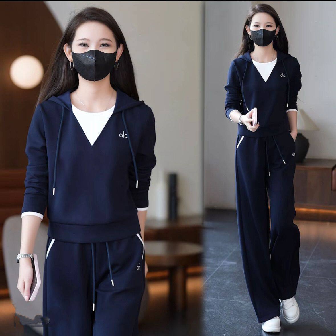 2026春秋季新款高档时尚简约运动休闲套装女连帽跑步服两件套女