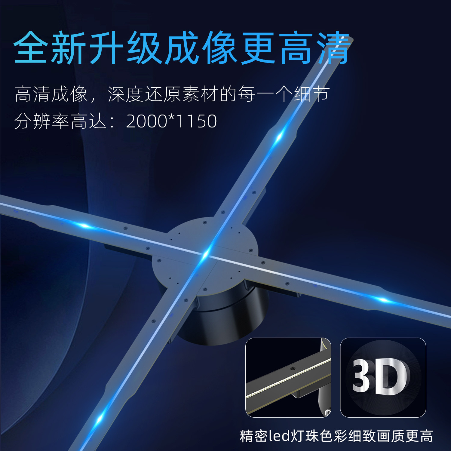 裸眼3d全息风扇屏全息投影灯立体悬浮透明led旋转成像3d广告机