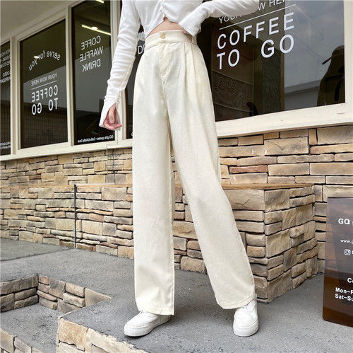 New High Waist Wide Leg Pants corduroy loose women's casual drape pants