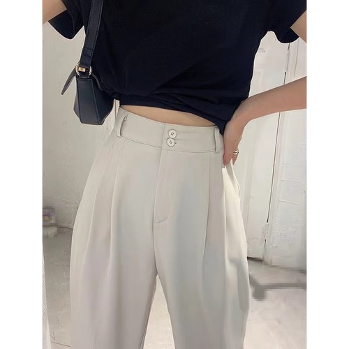 Non real shooting high waist women's 2021 autumn new suit pants straight pants loose floor mops