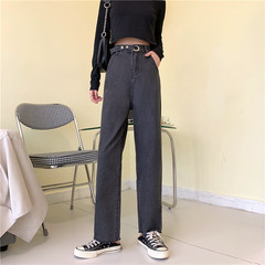 C29#實拍秋冬新款大碼百搭直筒牛仔褲女高腰修身顯瘦拖地長褲