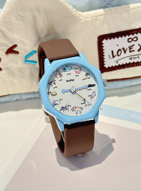 2025新款卡通猫手表女学生初高中高颜值考试看时间防水青少年腕表