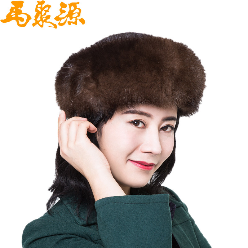 中华老字号马聚源冬季通用貂毛萨其尔皮草帽休闲帽子