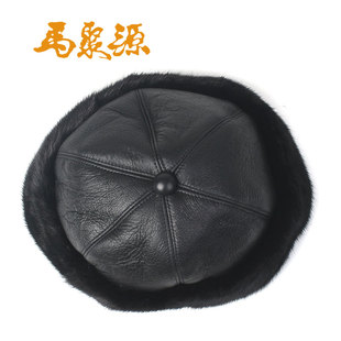 马聚源男士冬季地主帽中老年羊皮 水貂六办帽