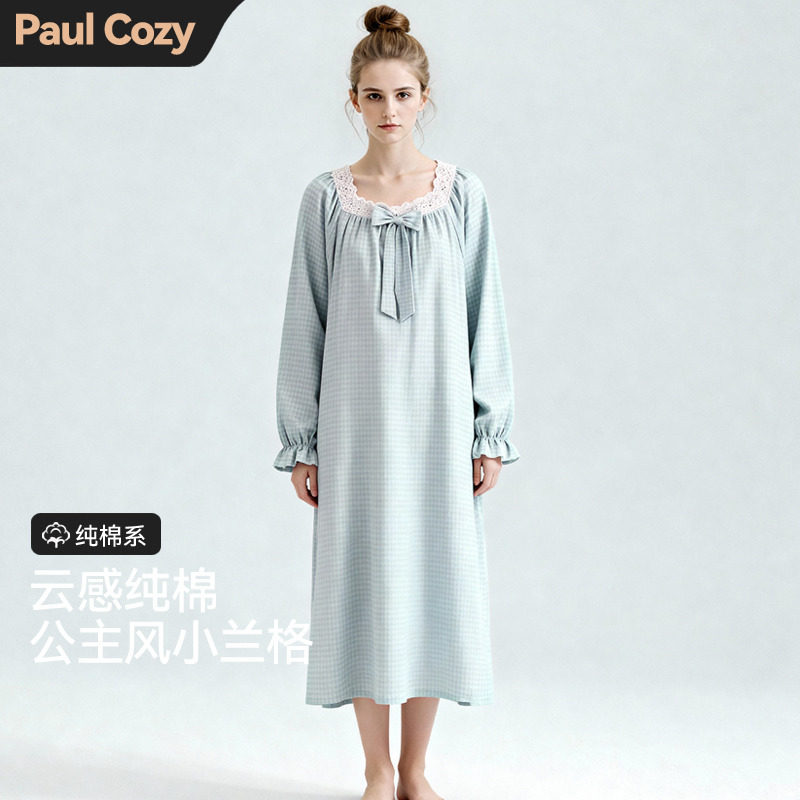 PaulCozy2025新款睡裙睡衣春秋季长袖纯棉公主风秋款家居服少女款