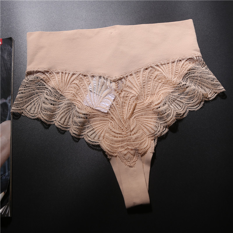 丁字裤女蕾丝高腰收腹显瘦速干