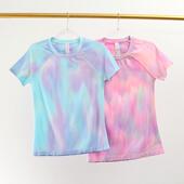 高端同款 少女风彩虹运动T恤女跑步透气速干高弹舒适云感瑜伽短袖