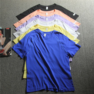 亲肤紧身跑步瑜伽上衣轻薄健身衣T恤夏季 超博透气速干运动短袖 女