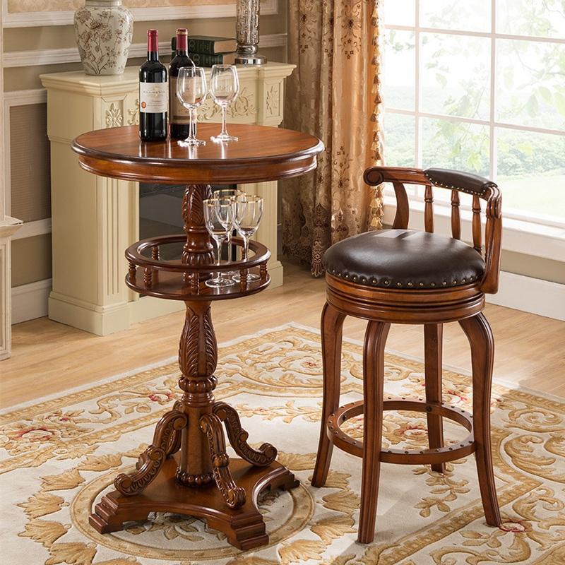 美式高脚椅旋转真皮吧台凳