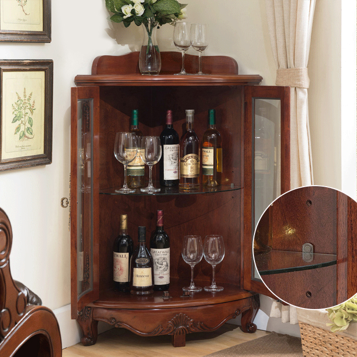 转角酒柜欧式墙角柜小双门玻璃柜