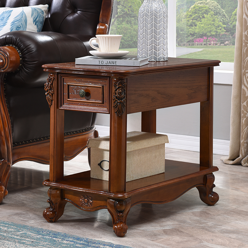 美式实木方几边几角几欧式小茶几欧式简约沙发边柜茶水柜电话桌
