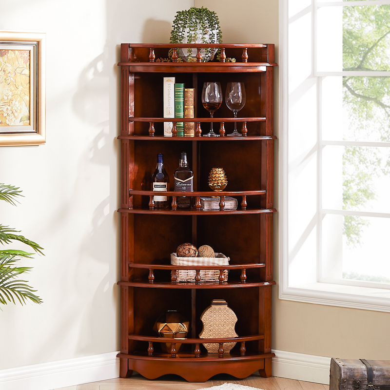 美式实木角柜扇形墙角柜客厅转角置物架欧式酒柜边柜拐角柜靠墙