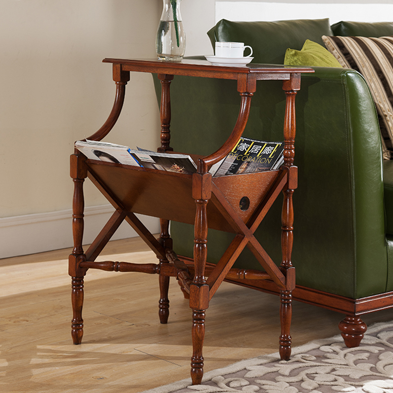 美式书报架展示杂志收纳简约复古实木报刊架休闲落地书报架子