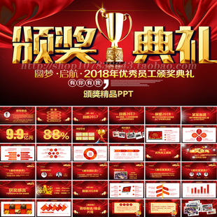 2018狗年会优秀员工表彰颁奖典礼晚会舞台背景LED动态ppt模板素材