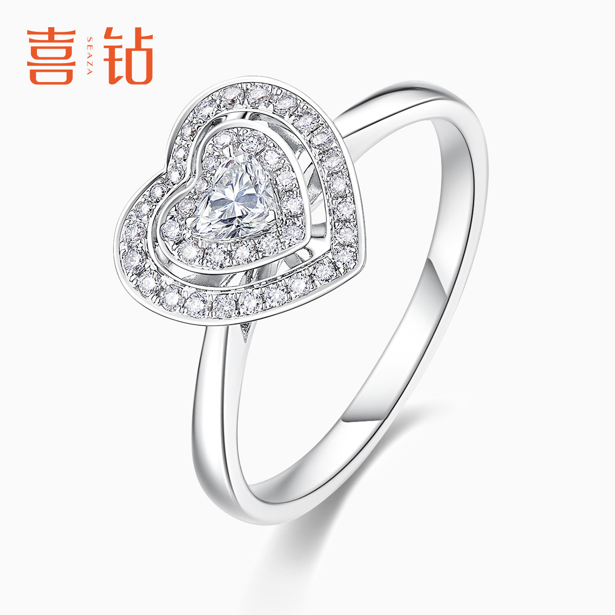 喜钻白18k金钻戒女甜美少女心显大婚戒求婚戒指订婚新娘珠宝首饰