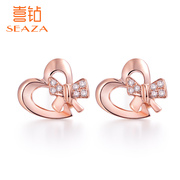 Happy Diamond 18K Rose Gold Cluster Heart-Shaped Diamond Stud Earrings Women's Exquisite Diamond Earrings Bow Stud Earrings Women's