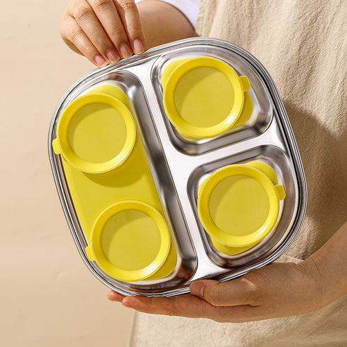 儿童餐盘吸盘式316L不锈钢分餐盘