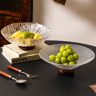 玻璃水果盘客厅茶几家用高端精致糖果摆放盘干果盘坚果零食高脚盘