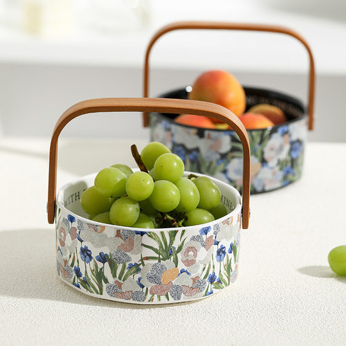 鸢尾花水果盘客厅茶几果篮托盘