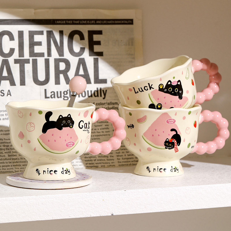 可爱猫咪马克杯陶瓷早餐咖啡杯子