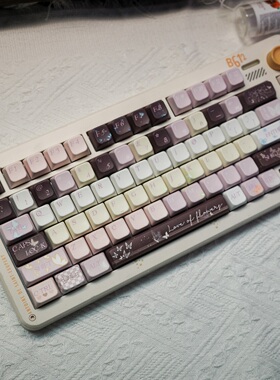 蝴蝶印记键帽MDA高度五面热升华紫色机械键盘帽61 68 75 87 108等
