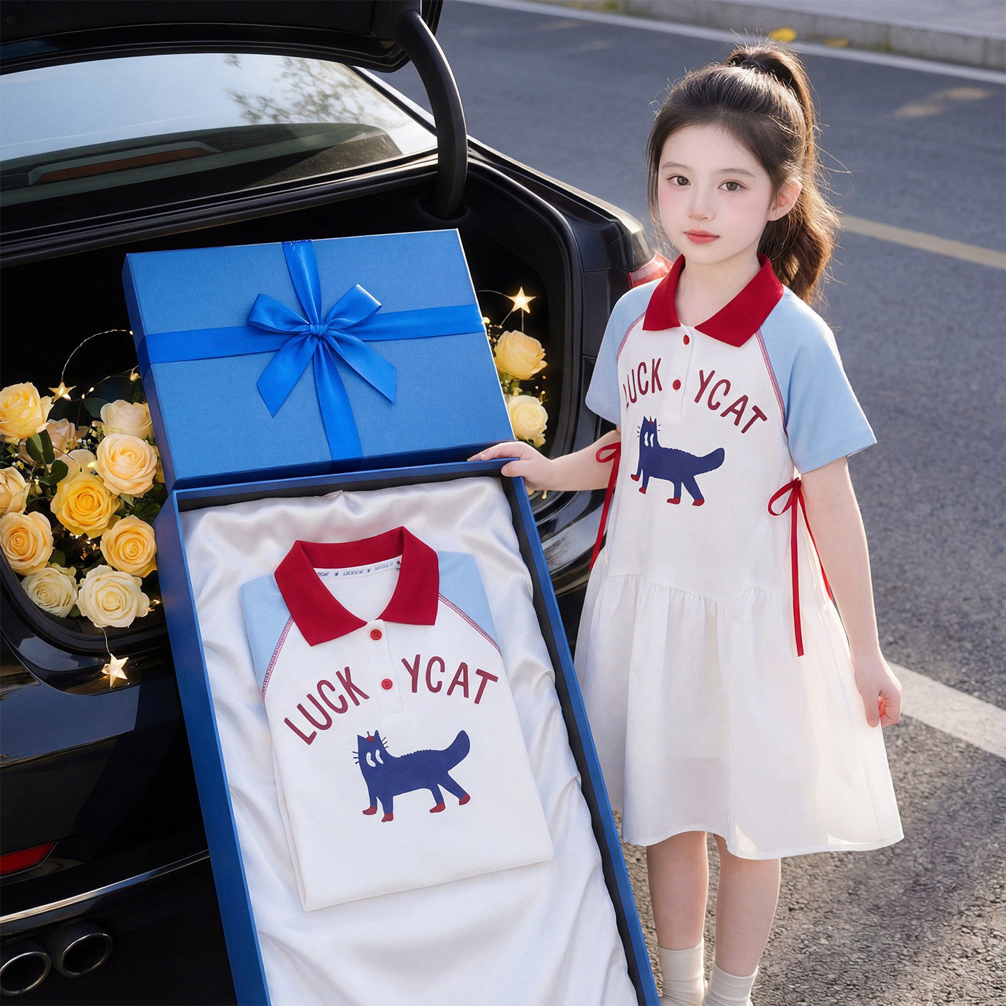 女童裙子夏季新款儿童超好看韩系连衣裙2026超火小女孩夏装polo裙