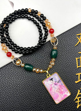 九尾狐狸项链古风吊坠粉