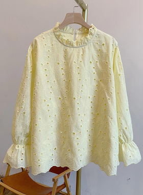 茶花曲C3429格纹撞色下摆拼接翻领衬衫