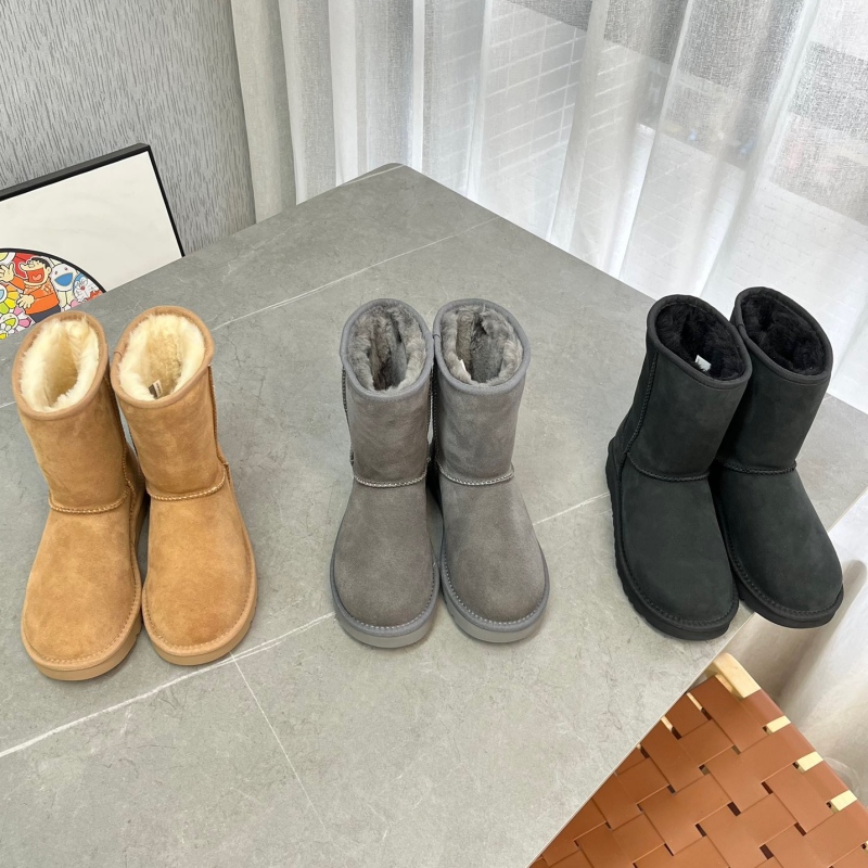 莞产高货经典5825羊皮毛一体雪地靴时尚保暖短筒女靴一脚蹬中筒靴