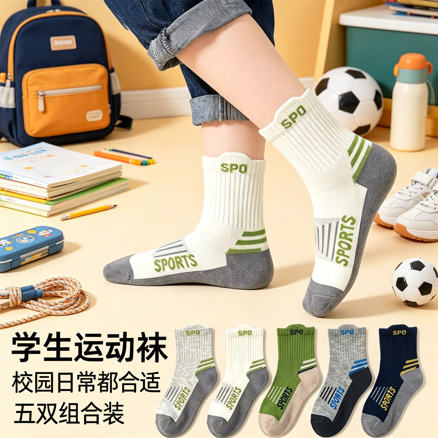 男童袜子厚款中筒保暖透气