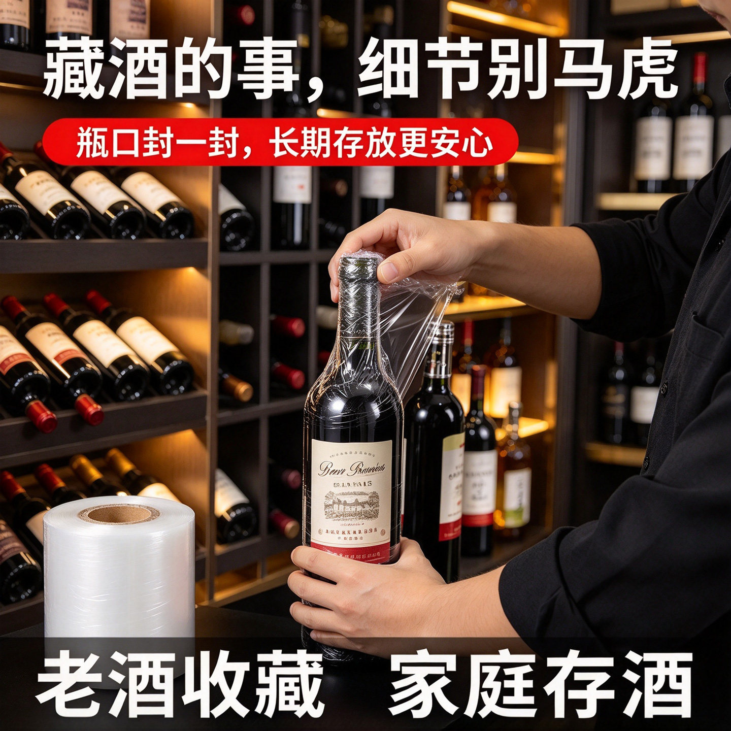 酒瓶封口膜外卖奶茶打包缠绕