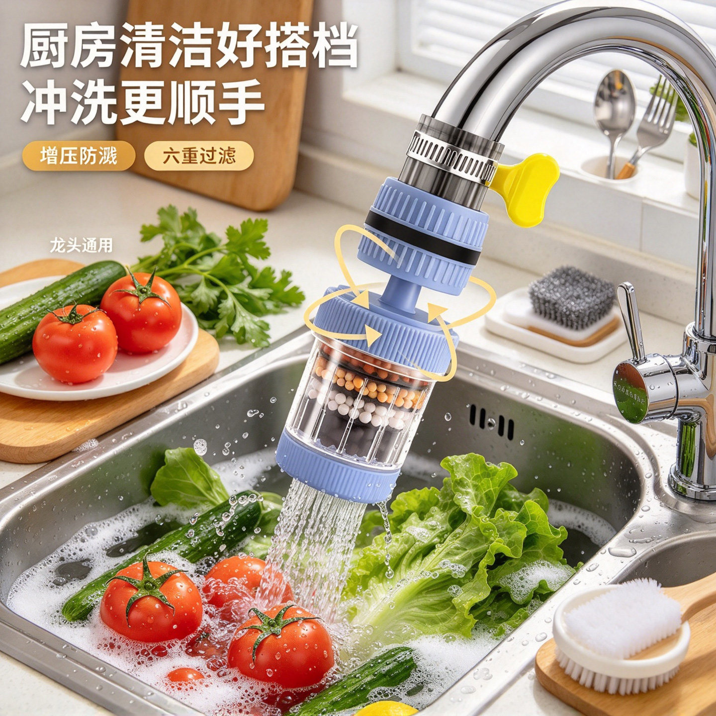 水龙头延伸过滤器通用防溅嘴厨房净水神器家用自来水通用净化花洒