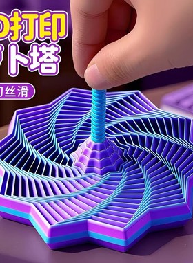 3D打印视错觉折叠儿童益智玩具多边形萝卜塔解压螺旋立体设计玩具