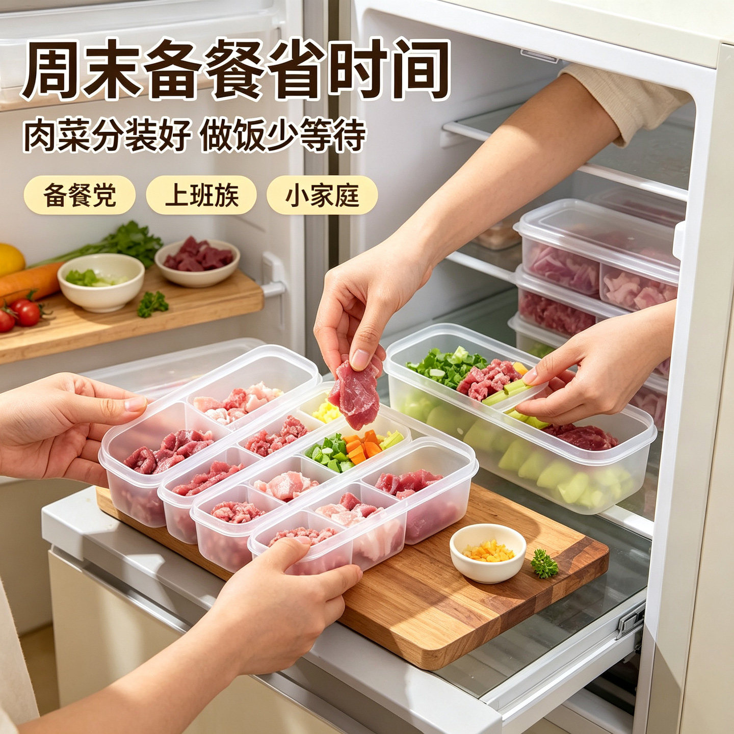 一周备菜盒食品级冻肉分格保鲜盒