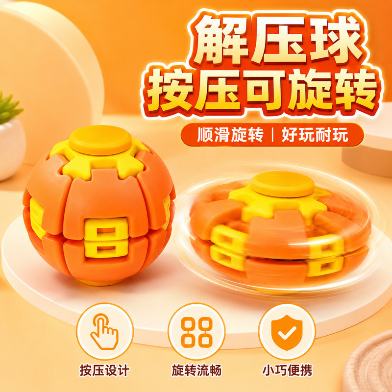按压旋转解压球玩具指尖陀螺