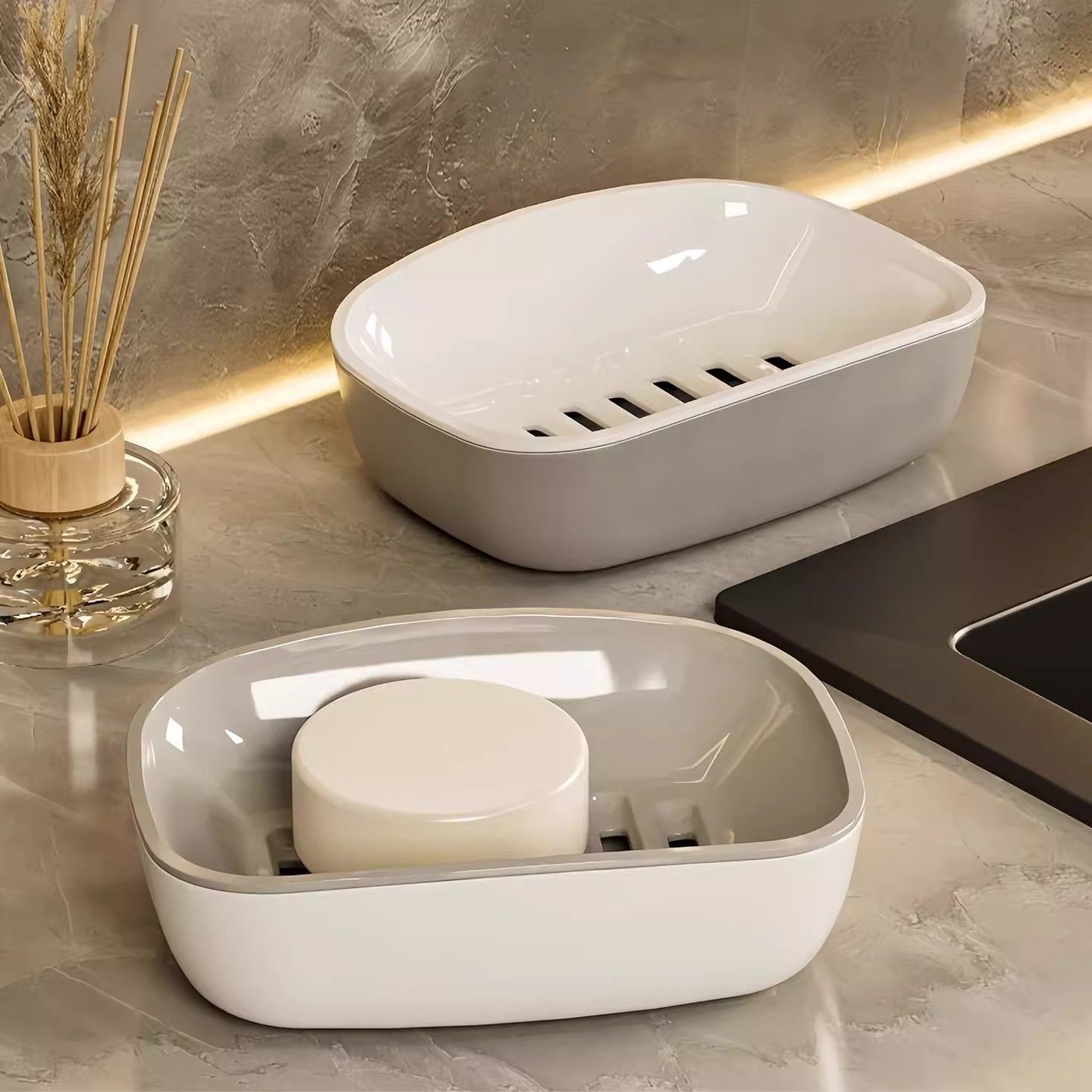 新款肥皂盒家用卫生间沥水香皂盒双层沥水大号香皂置物架洗衣皂盒