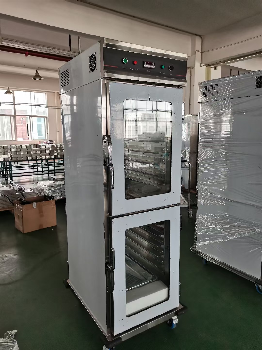 双门玻璃宴会保温送餐车商用酒店上下开门餐车15层移动饭菜保温柜