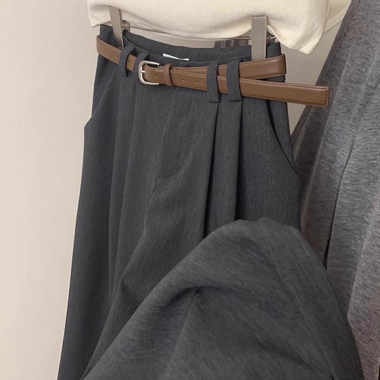 清仓捡漏~专柜撤回外贸女装春秋季复古灰色休闲西装阔腿裤小个子